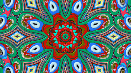 Colorful symmetrical abstract kaleidoscope background pattern for summer 