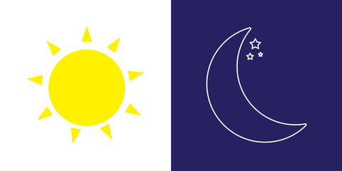 Sun and moon icon vector signs. Day and night icons