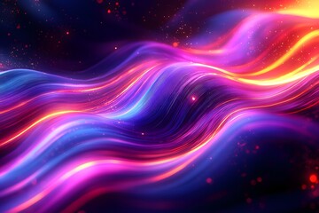 Obraz premium Vibrant neon waves: abstract blend of colors and light streaks in motion