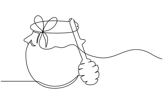 recommend clip art: Honey Jar Editable Continuous Line Icon, Continuous one line drawing of honey glass jars. Sweet pure honey. Hand drawn vector illustration, Continuous single line drawing of sweet honey in jar