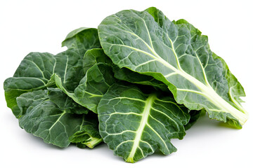 Obraz premium Fresh collard greens isolated on white background