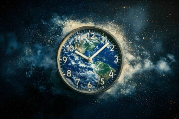 Countdown Clock Superimposed on Earth Symbolizing Climate Change Urgency