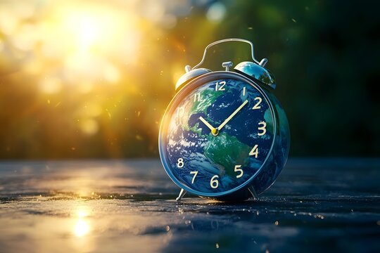 Digital Clock Countdown Overlaying the Earth Symbolizing Climate Change Urgency