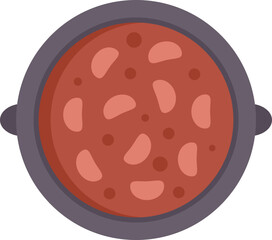 Fototapeta premium Piping hot bowl of delicious chili is simmering on the stove top