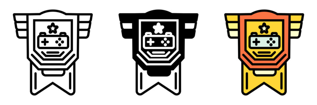 Achievement Badge Icon, A special badge awarded for completing milestones or challenges, displayed as a symbol of gaming accomplishments and progress.