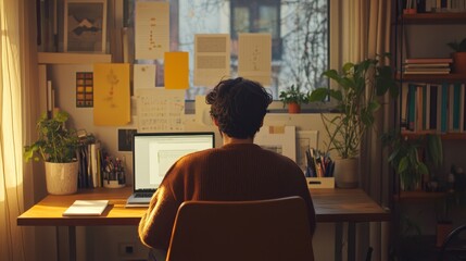 Fototapeta premium Cozy Workspace in Warm Lighting