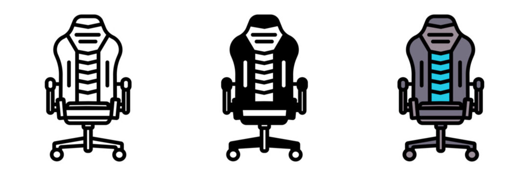 Game Chair Icon, A comfortable, ergonomic chair designed for gaming, supporting long sessions and enhancing the overall playing experience.