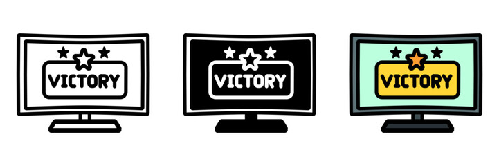 Victory Screen Icon, A screen displayed after winning a match or achieving success, celebrating players&rsquo; accomplishments and final score.