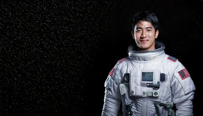 宇宙服を着た30代の男性宇宙飛行士