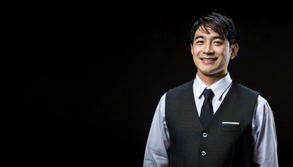 ホテルのベルボーイ風の男性、30代