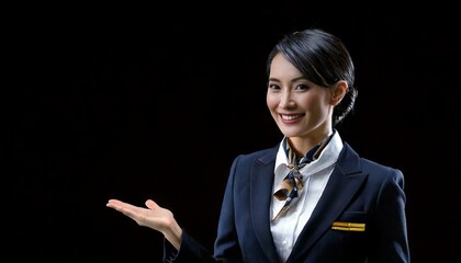 30代の若いキャビンアテンダントの女性