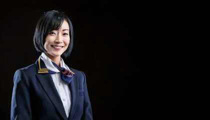 30代、笑顔の女性キャビンアテンダント