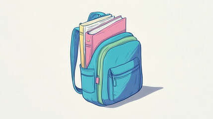 Blue Backpack with Books