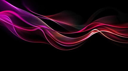 Fototapeta premium Abstract Pink and Red Waves on Black Background Flowing Design Element Modern Trendy Artistic