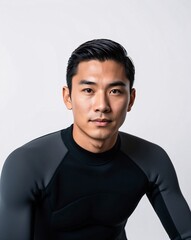 Fototapeta premium Motivated Male Diver in Close-Up Portrait