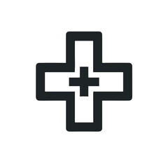Obraz premium Bold medical cross icon in simple black and white design 