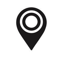 Stylized location pin icon with concentric circles in bold design