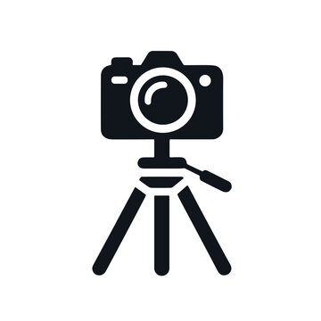 recommend clip art: Camera on tripod icon in simple bold black design
                    
