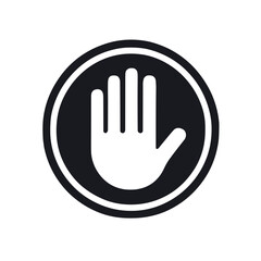 Stop hand icon inside a circle, symbolizing caution and prohibition