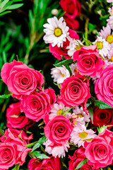 Beautiful flowers decorations, flower background, backdrop wedding decoration, rose pattern, colorful background, bunch of flowers