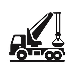 Naklejka premium Crane truck icon, representing construction and heavy machinery 