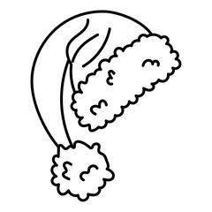Santa Hat Icon Black Outline with Transparent Background