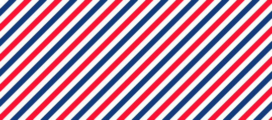 Obraz premium Barber shop pattern background PNG. Red and blue diagonal lines vector. Not seamless pattern on transparent background