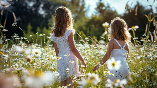 Daisies and Girls in the Park - a delightful and serene scene. This illustration captures the joy of a sunny day spent among blooming flowers.