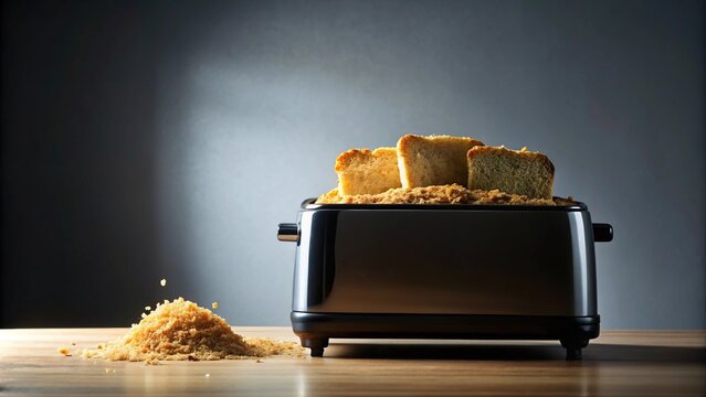 Toaster tray silhouette with bread crumbs