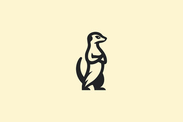 Fototapeta premium Stylized meerkat stands alert on two legs, minimalist design
