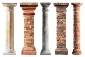 PNG architectural antique pillar design element set, transparent background