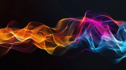 Abstract Swirling Waves of Vibrant Colors Against a Dark Background