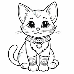 Obraz premium Cute Christmas Cat Coloring Page