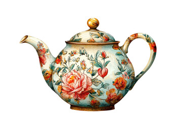 Elegant vintage teapot with intricate floral design. Perfect for tea lovers and collectors seeking timeless charm and artistic decoration.
