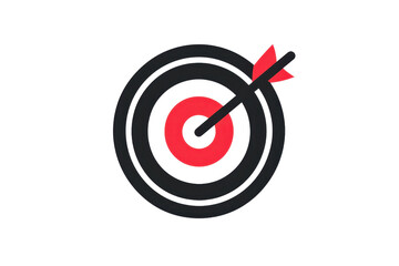 Vector illustration of a bullseye target with an arrow, symbolizing precision, success, and goal achievement. Ideal for business themes.