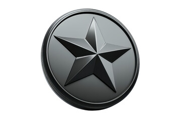 Sleek black and gray star emblem with a metallic finish on a circular background, showcasing elegance and modern design.