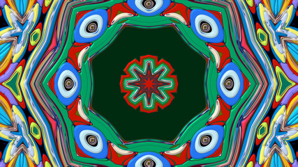 Colorful symmetrical abstract kaleidoscope background pattern for summer 