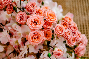 Beautiful flowers decorations, flower background, backdrop wedding decoration, rose pattern, colorful background, bunch of flowers