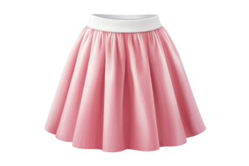 Stylish pink skirt with white waistband, pleated design, ideal for fashion, dance, or casual occasions. Vibrant and elegant clothing option.