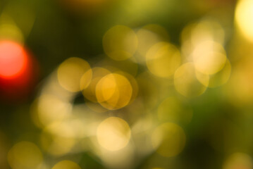 Fototapeta premium Abstract Golden Bokeh background with shining defocus sparkles. Blurred Glitter Macro close up, copy space for text
