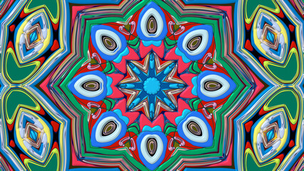 Colorful symmetrical abstract kaleidoscope background pattern for summer 