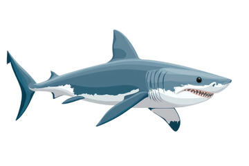 Fototapeta premium Illustration of a great white shark swimming, showcasing its powerful and sleek design, ideal for marine life and ocean-themed content.