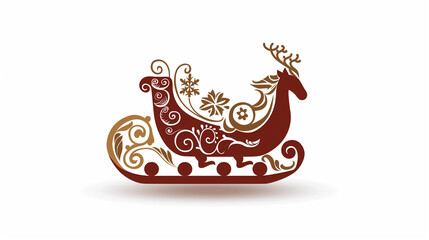 Fototapeta premium Ornate Red Reindeer Sleigh With Floral Design