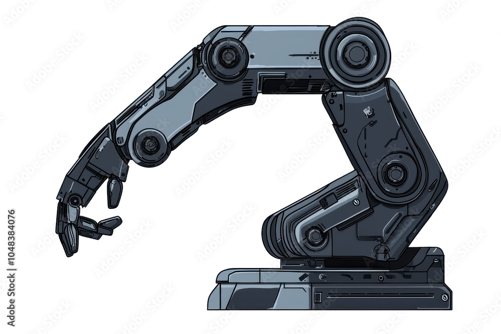 Poster futuristic robotic arm with intricate design, showcasing advanced technology and sleek metallic stru