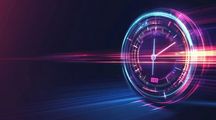 Fast Motion With a Vibrant Speedometer Design on a Dark Blue Background. Generative AI