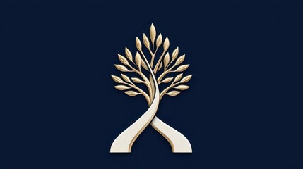 Naklejka premium Golden Tree Branch Design