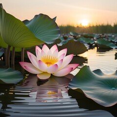 A Lotus flower on a pond