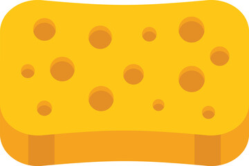 Simple vector illustration of a yellow cleaning sponge, with a porous texture, useful for cleaning and housework