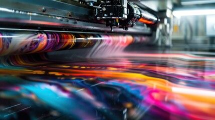 Fototapeta premium Close-up of Colorful Printing Press with Ink and Paper