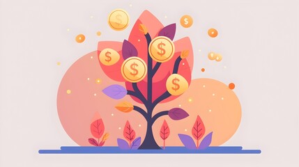 Flourishing Money Tree   Financial Investment Growth
